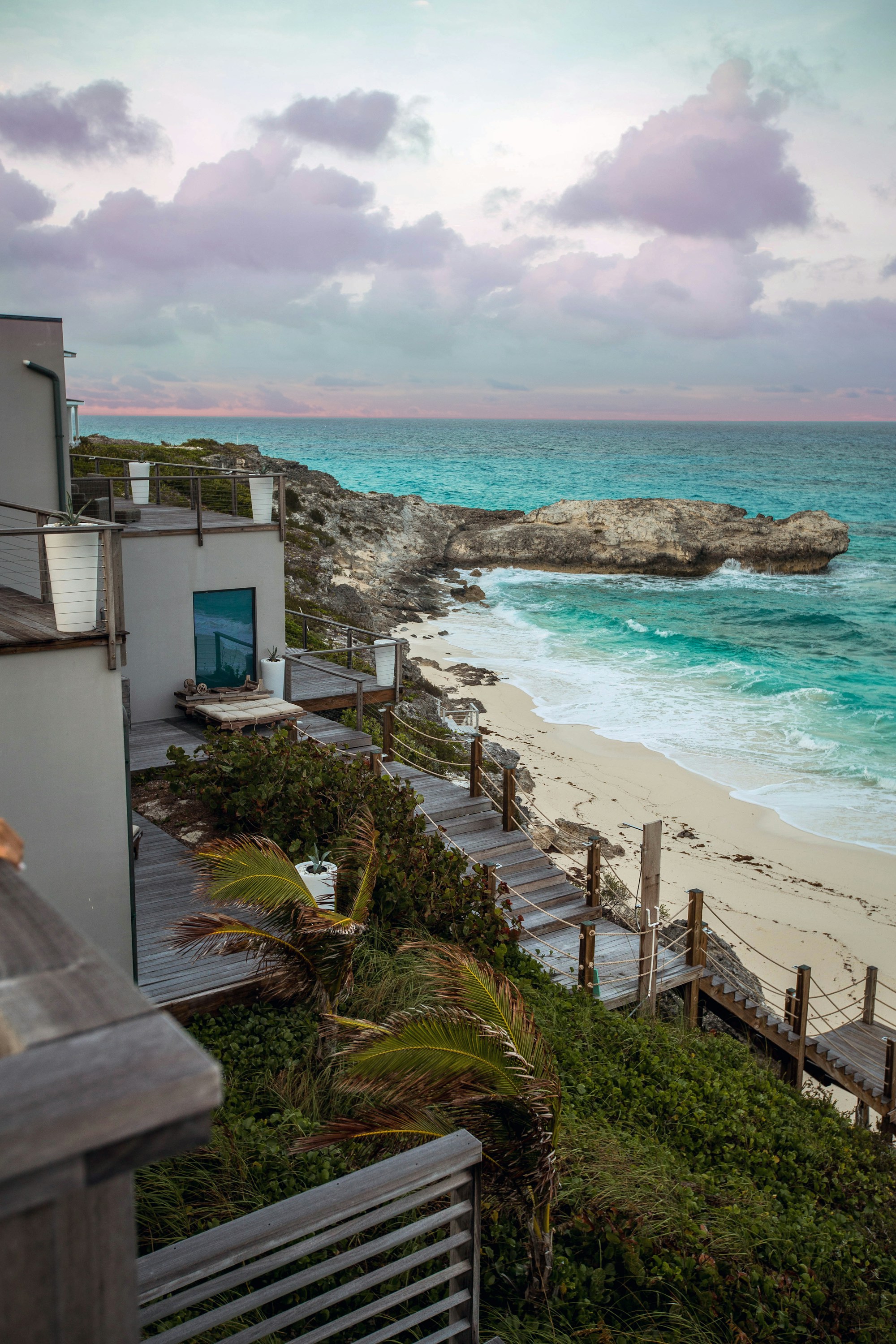Luxury coastal property overlooking a private beach
